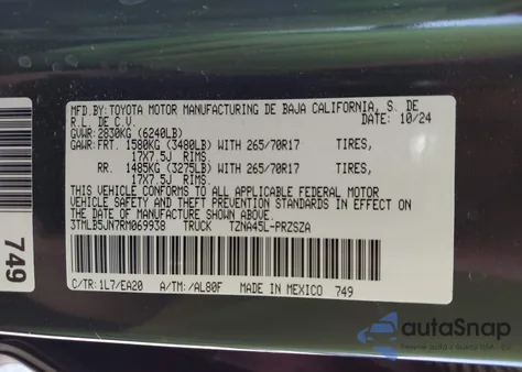 2024 Toyota Tacoma Trd Off Road 4Wd from USA, damaged, VIN 3TMLB5JN7RM069938